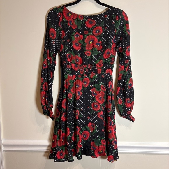 Free People Morning Light Black Print Long Sleeve Mini Dress - Picture 6 of 9